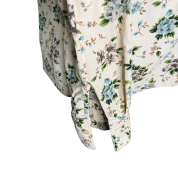 NWOT Liz Claiborne Long Sleeve Floral Button Down Corduroy Mini-Tucks Front Sz L - Picture 4 of 8